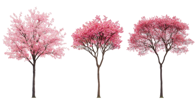 Japanese Cherry Trees Blossoming in Vibrant Pink Colors Generative AI