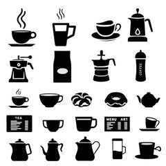 set of coffee shop related icon | cups and mugs, cut out