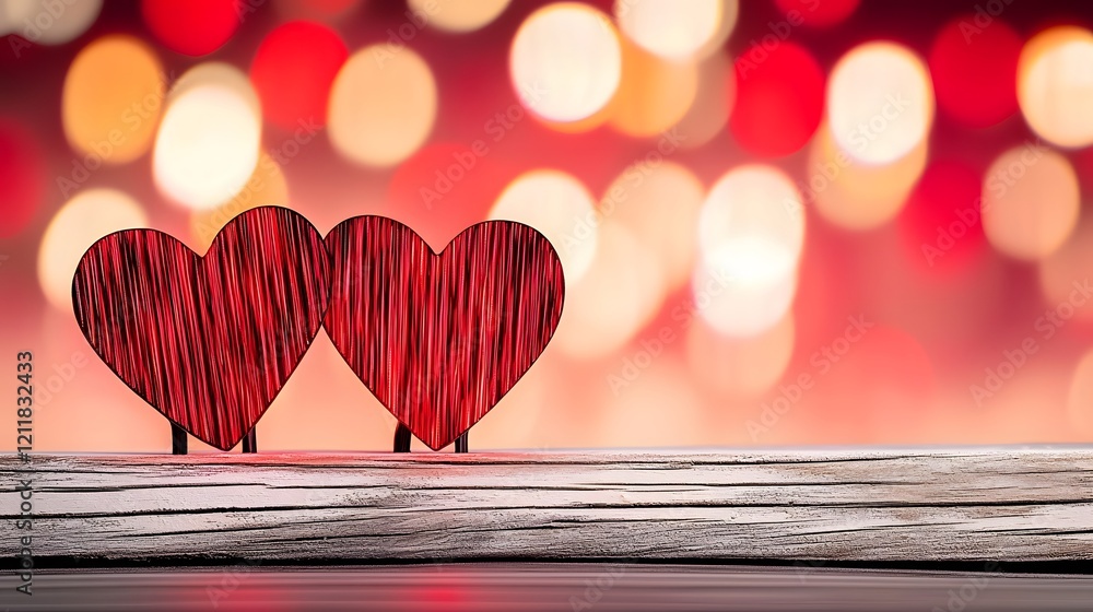 Aufkleber Vibrant and colorful heart shaped LED lights glowing in multiple hues creating a festive and romantic atmosphere on a dark gradient background  The image evokes a sense of holiday cheer