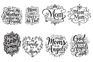 Elegant Mom Quotes Typography Bundle
