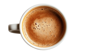 Coffee cup filled with rich, frothy beverage isolated on transparent background