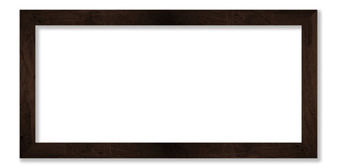 Obraz premium Rectangular picture frame. Old wooden frame, vintage style, with empty space and isolated transparent background with png.