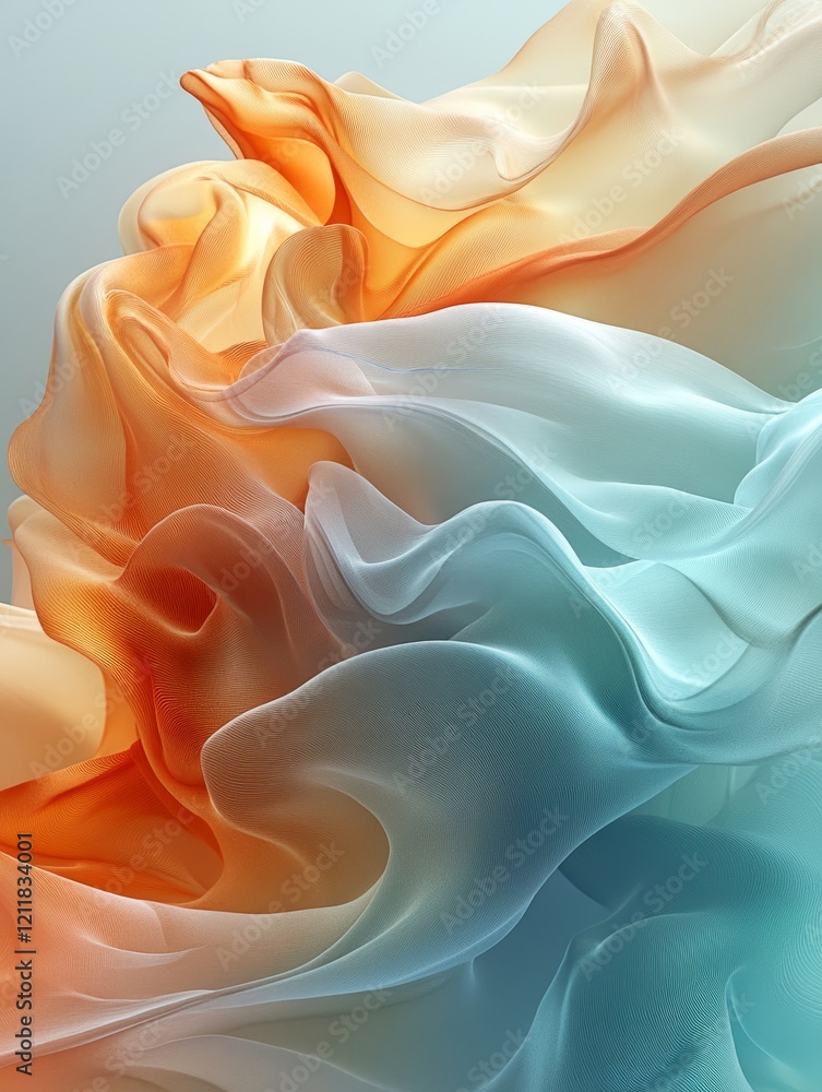 Poster colorful abstract flowing fabric creating smooth waves
