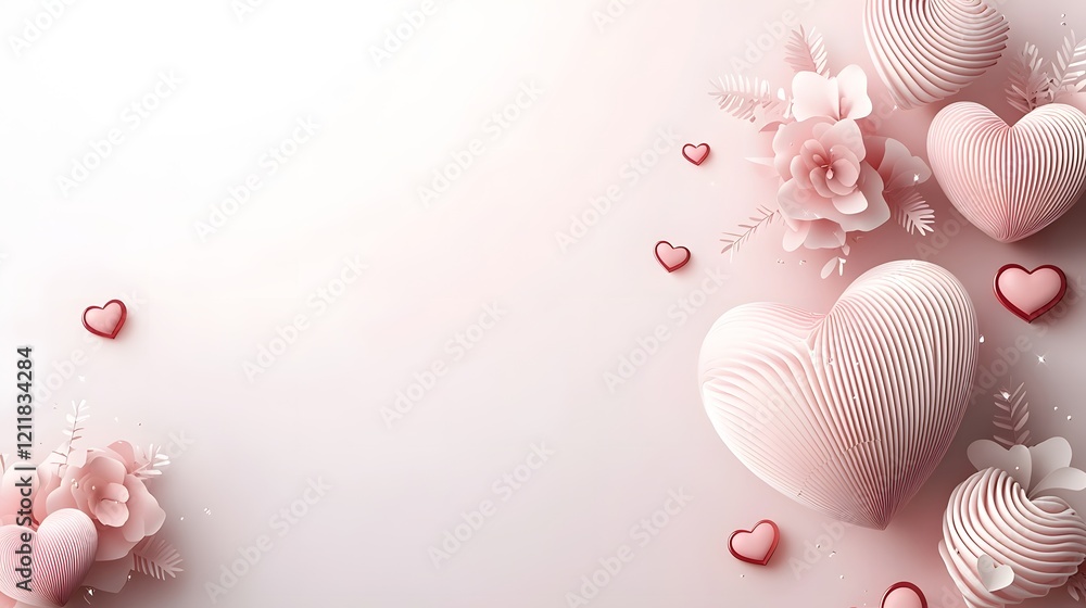 Poster Heart Shaped Tree with a Variety of Pink and Red Leaves Placed on a Dreamy Gradient Backdrop with Blank Space for Customizable Valentine s Day Messages or Greetings