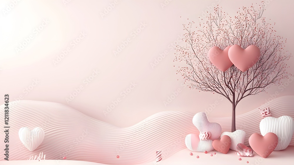 Poster breathtaking heart shaped tree with vibrant glowing red and pink heart shaped leaves standing tall a