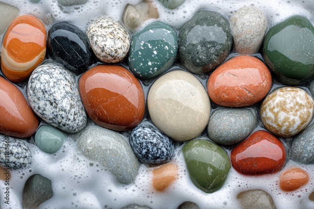 Poster colorful pebbles submerged in clear water create a soothing natural composition in a tranquil settin