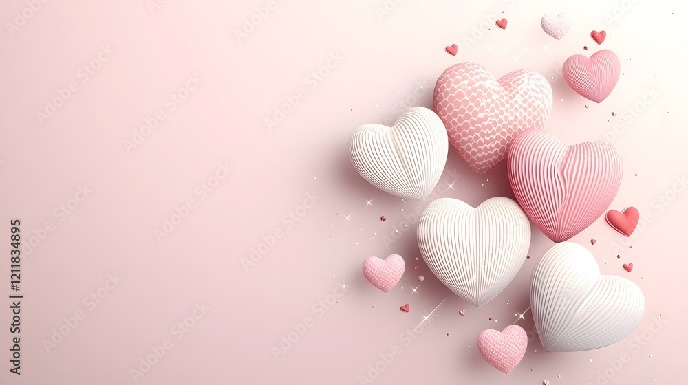 Poster Vibrant and Elegant Floating Hearts in Bright Hues Decorating a Smooth Gradient Backdrop Creating a Festive and Romantic Atmosphere for Valentine s Day