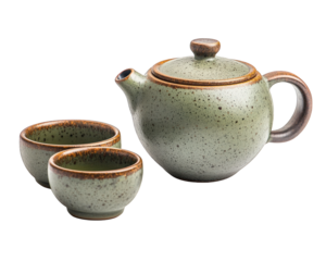 matcha tea set featuring teapot and two cups, showcasing speckled green design. Perfect for tea enthusiasts and traditional tea ceremonies