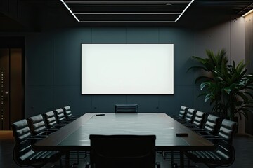 Vibrant Color Image of Screen Mockup in a Meeting Room