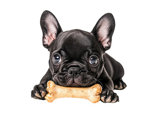 playful puppy with bone, showcasing curiosity and joy. This adorable dog is perfect for pet lovers and animal enthusiasts