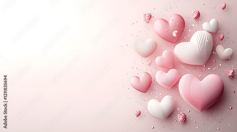 Poster Vibrant hearts in various sizes scattered across an elegant gradient background creating a captivating and romantic Valentine s Day inspired design  The softly colored hearts