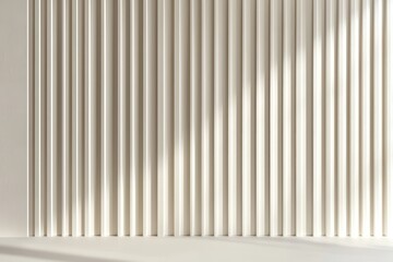 Obraz premium Imagine vertical lines on a pearl white background with minimalist reflections and shadows.