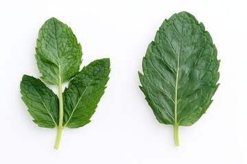 Fresh mint leaves, studio shot, white background, cooking