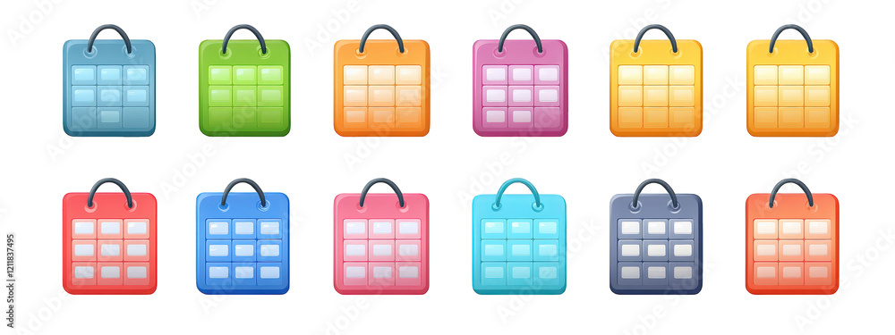 Aufkleber colorful calendar icons in various styles and colors, perfect for digital design and organization. t