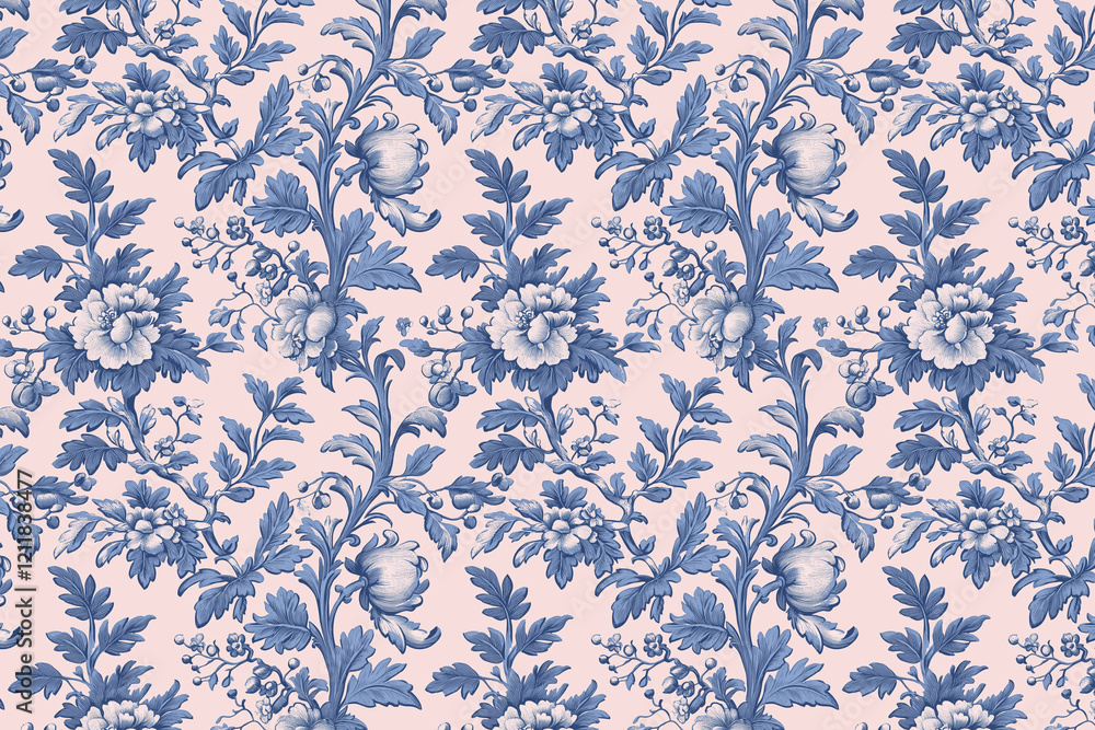 Poster floral toile tapestry pattern. vintage botanical wallpaper pattern. background image. created with g