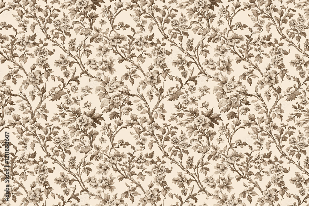 Poster floral toile tapestry pattern. vintage botanical wallpaper pattern. background image. created with g