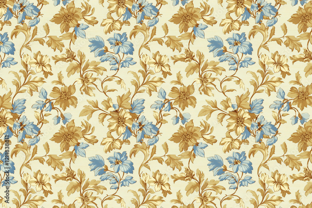 Poster floral toile tapestry pattern. vintage botanical wallpaper pattern. background image. created with g