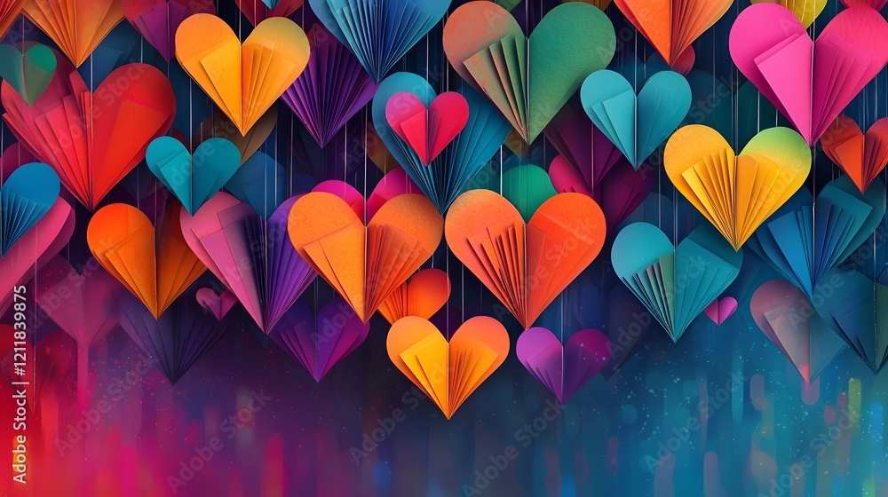 Aufkleber beautifully crafted paper hearts in vibrant floral patterns with a soft glowing effect ideal for val
