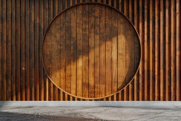 High Resolution Visual of 3D Rendering Logo Mockup on Wooden Wall