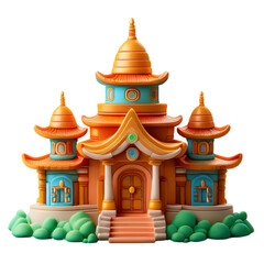 Colorful Cartoon Style Temple with Unique Architecture and Design