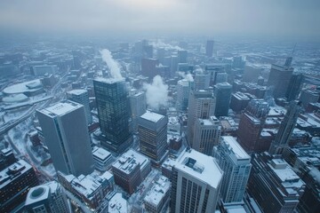 Boston downtown financial district and city skyline, Generative AI