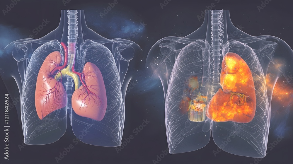 Aufkleber detailed 3d rendering showcasing the internal structure and anatomy of the human heart and lungs in 
