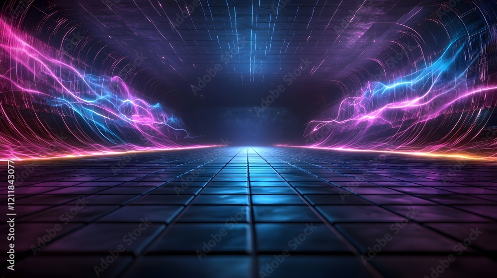 Poster quantum computing visualization of maxwell s equations showcasing the intricate interactions between