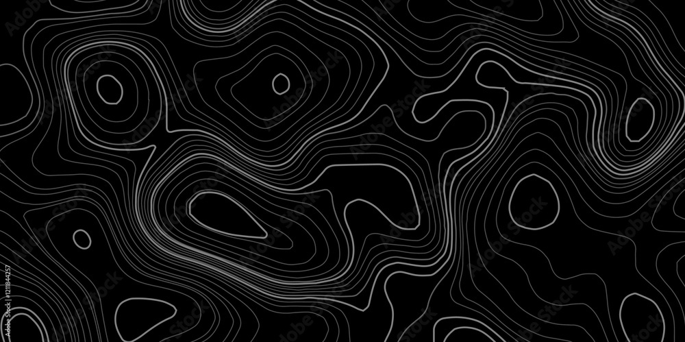 Poster abstract topography circle with contour map waves paper topo relief line map mountain background. cu