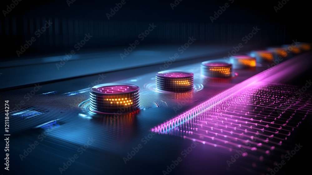 Poster Quantum computing visualization modeling the Lorentz force showing the interaction of charged particles with electric and magnetic fields