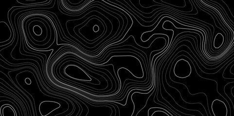 Abstract topography circle with contour map waves paper topo relief line map mountain background. Curved line topo seamless topography ornament design. Vector background.