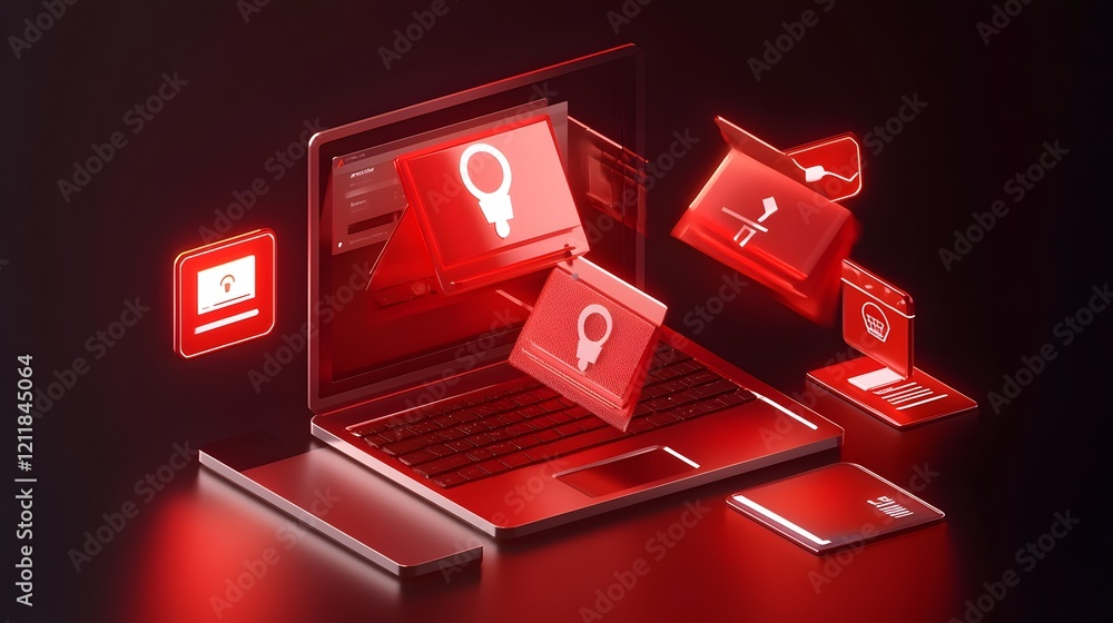 Aufkleber ominous 3d digital security concept emphasizing cybersecurity risks and the need for protection agai