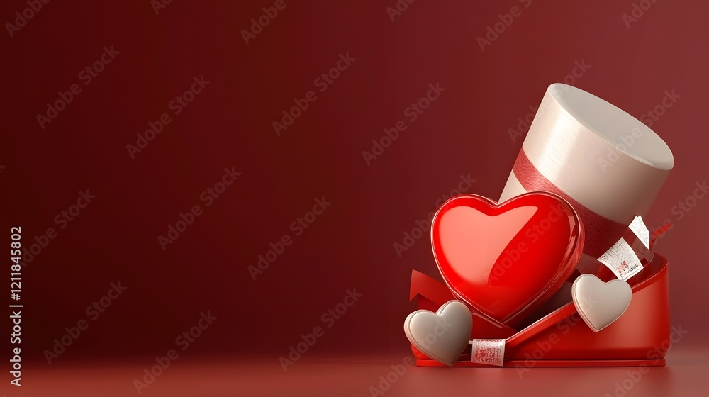 Poster elegant floating 3d hearts on smooth pink gradient valentine s day banner with a romantic glowing vi