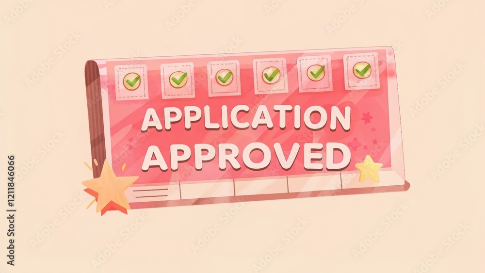 Poster application approval graphic with checkmarks