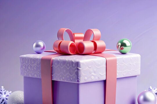 Violet goft box with Christmas present