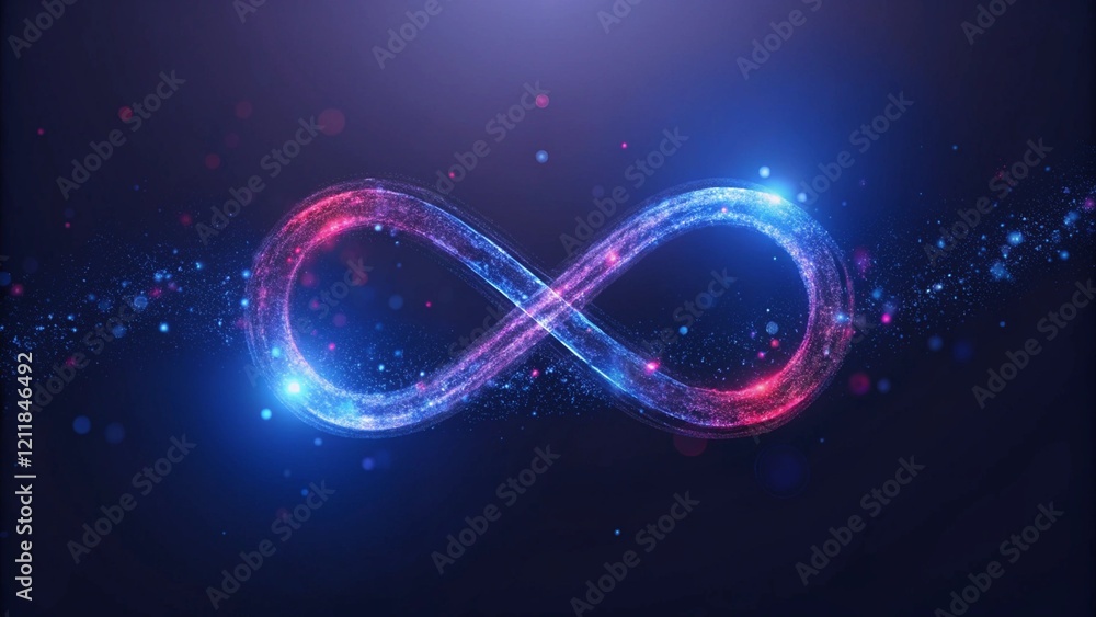 Leinwandbilder a graphic of an infinite symbol made from glowing data points and lines, representing the endless fl