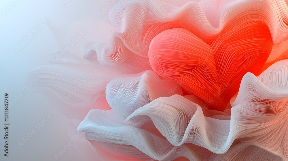Poster Elegant 3D hearts with a smooth satin like texture arranged beautifully on a soft pink background creating a romantic and classy Valentine s Day theme