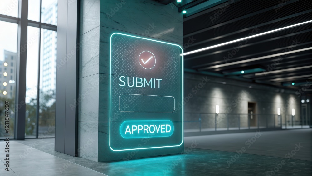Poster digital submit button with approved status display