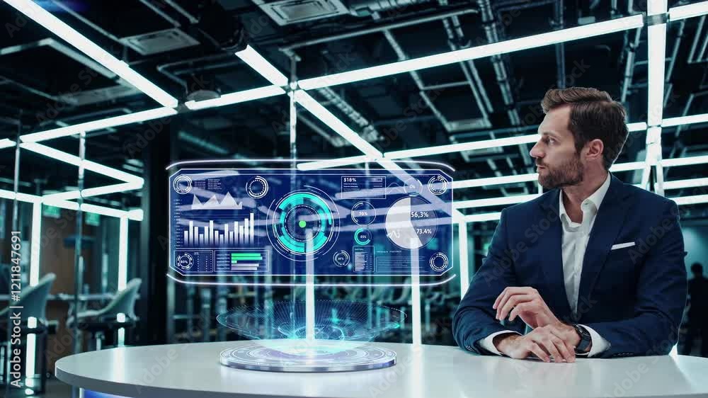 Fototapete innovative digital presentation in a modern office setting showcasing data analytics and visualizati