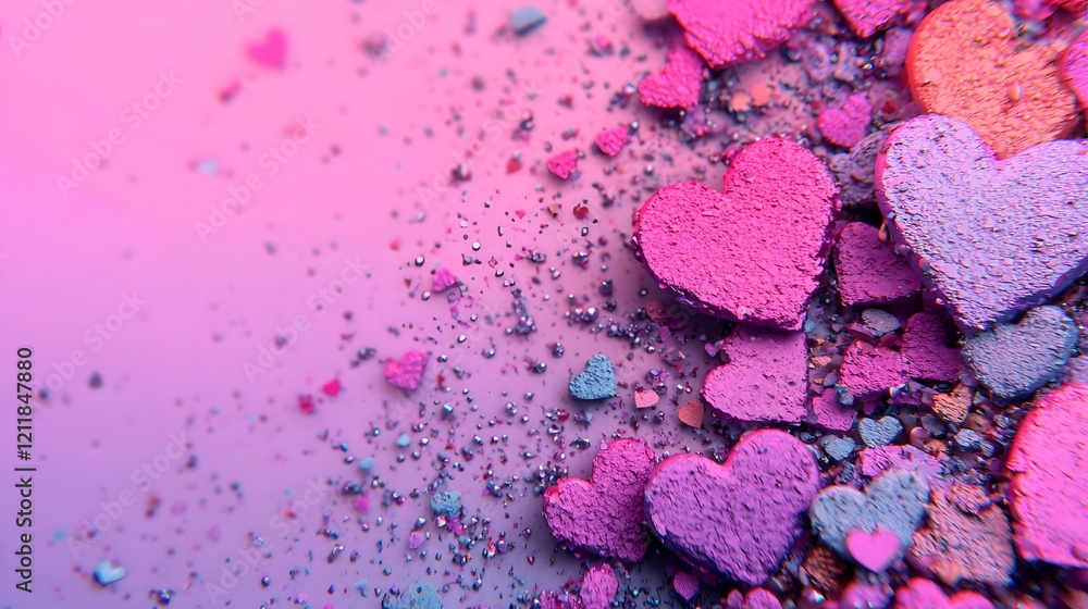 Aufkleber energetic and eye catching background featuring shiny multicolored hearts scattered across a vibrant