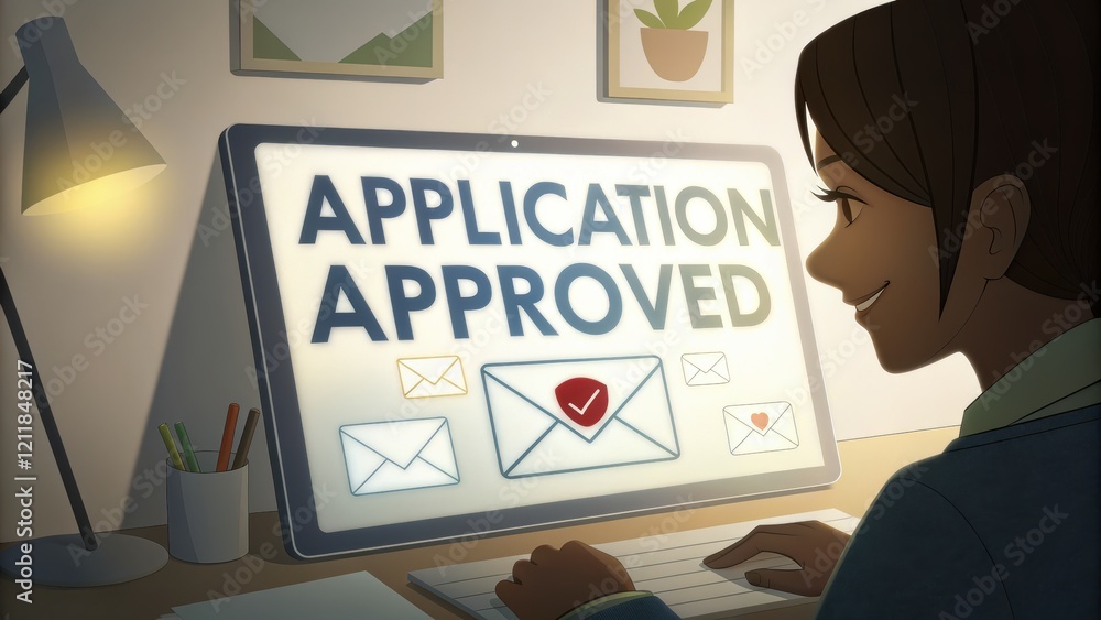 Poster application approval on a computer screen