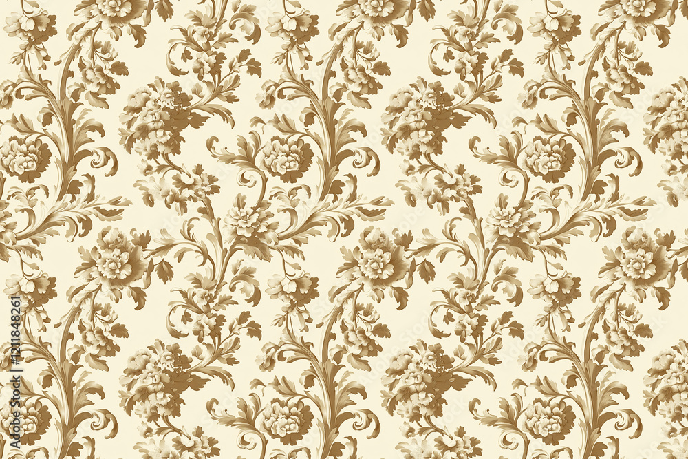 Poster floral toile tapestry pattern. vintage botanical wallpaper pattern. background image. created with g