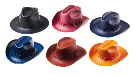 Vibrant Cowboy Hats on Transparent Background Generative AI