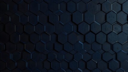 Hexagonal dark blue navy background texture placeholder. Generative AI