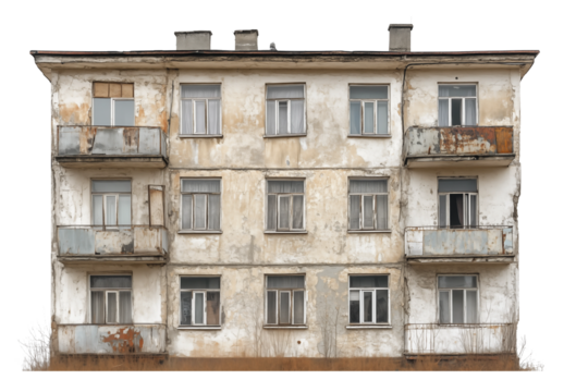 Old solviet building in the city. Generative AI