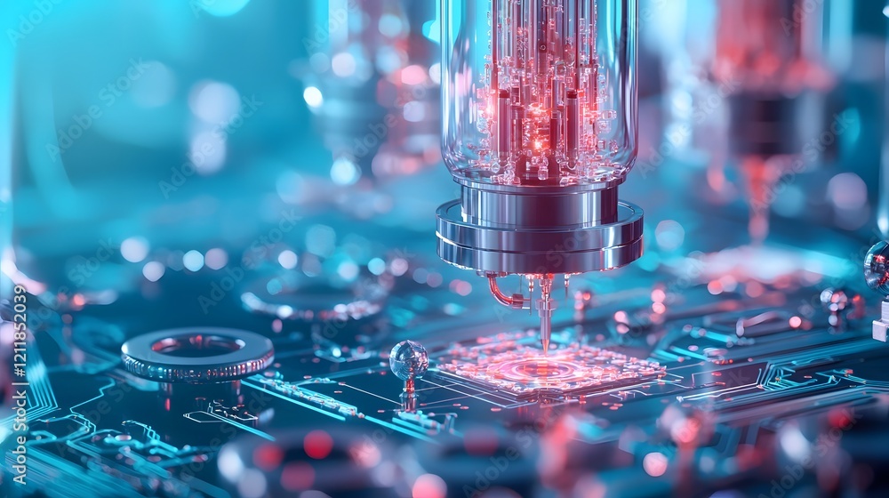 Poster quantum computing simulation depicting the levitation of superconductors over powerful magnets known