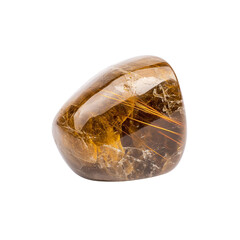 Rutilated Quartz polished isolated on white