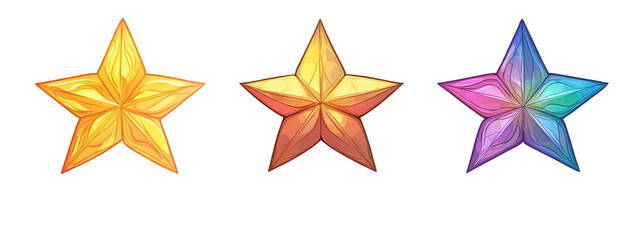 Obraz premium Colorful star icons in various shades, perfect for design projects