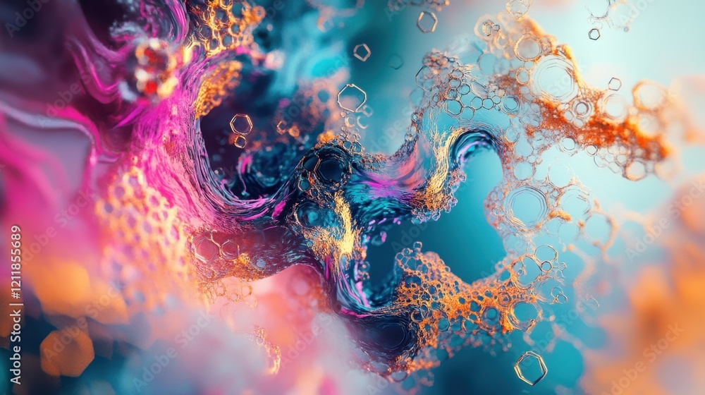 Poster abstract visualization of swirling ocean currents with bold colors and patterns
