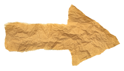 Arrow made of kraft paper. Isolation on a transparent background.