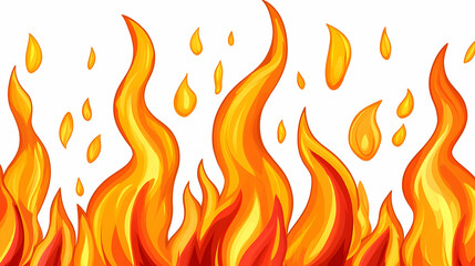 Fiery flames dancing, intense heat, white background, for design elements
